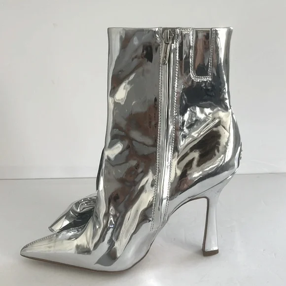 SAM EDELMAN $200 Esmae Stiletto Ankle Metallic Bootie Floral Detail Size 7.5 NEW - Picture 7 of 12